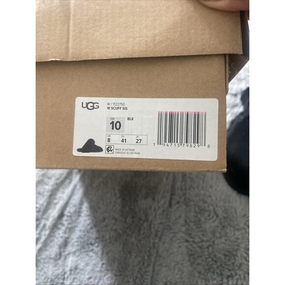 New Women's 100% UGG Scuff Sis Fluffy Fuzzy Slipper Sandals Shoes Black Size 10 - Picture 8 of 16